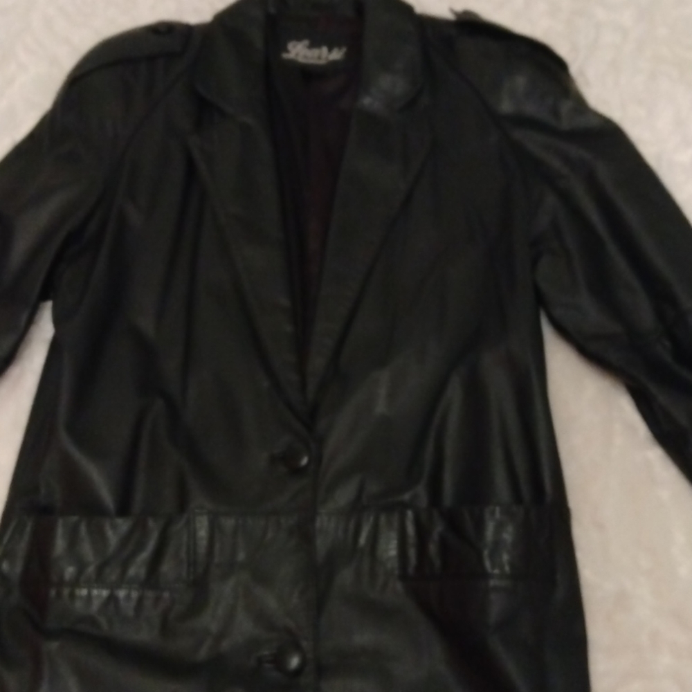 Leather trench coat